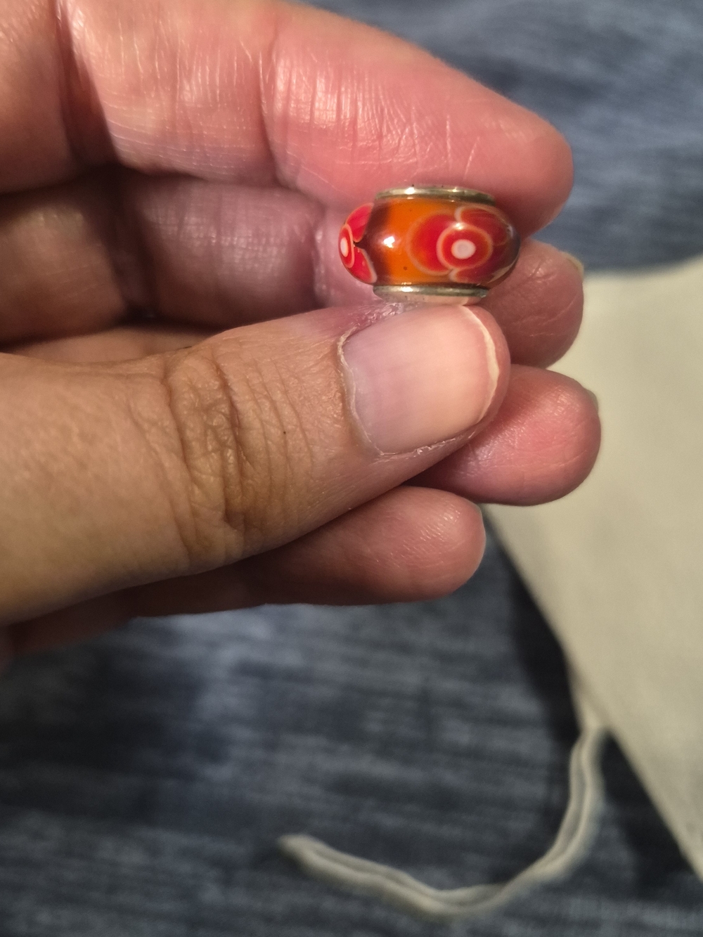 Murano Glass Orange & Red Bead Charm PANDORA